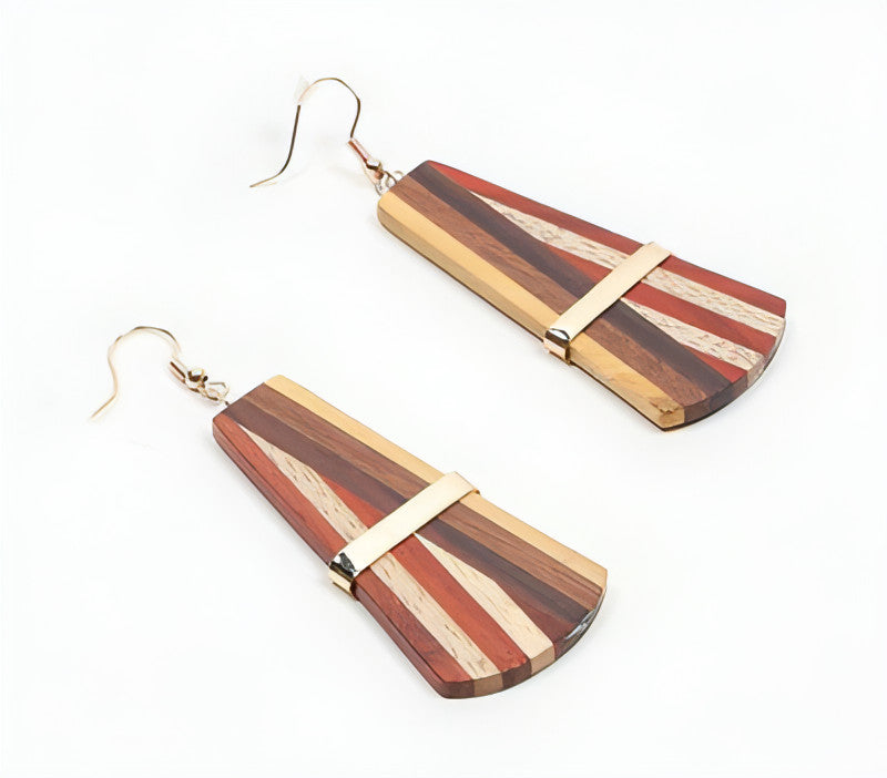 Striped Joint Wood Earrings