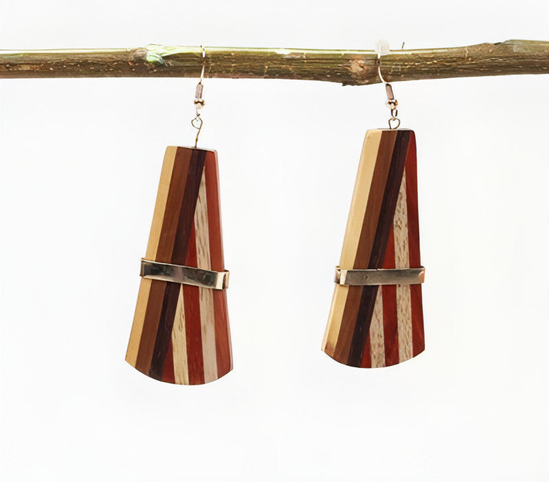 Striped Joint Wood Earrings