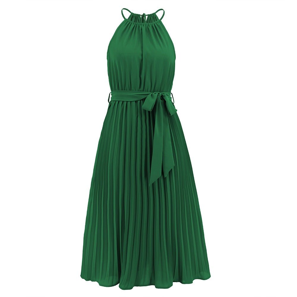 Women's Spaghetti Straps Sleeveless Pleated Skirt Dress