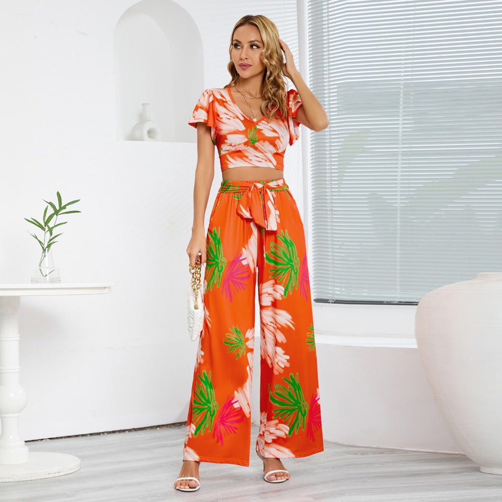 Women's Wide Leg Pants Two Piece Set